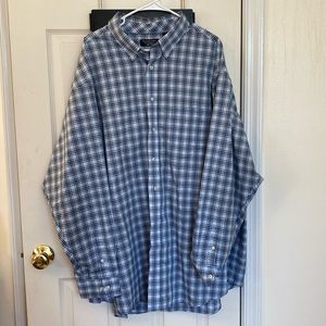 Striped Blued Button Down Shirt - Plus Size 4XT - Roundtree & Yorke